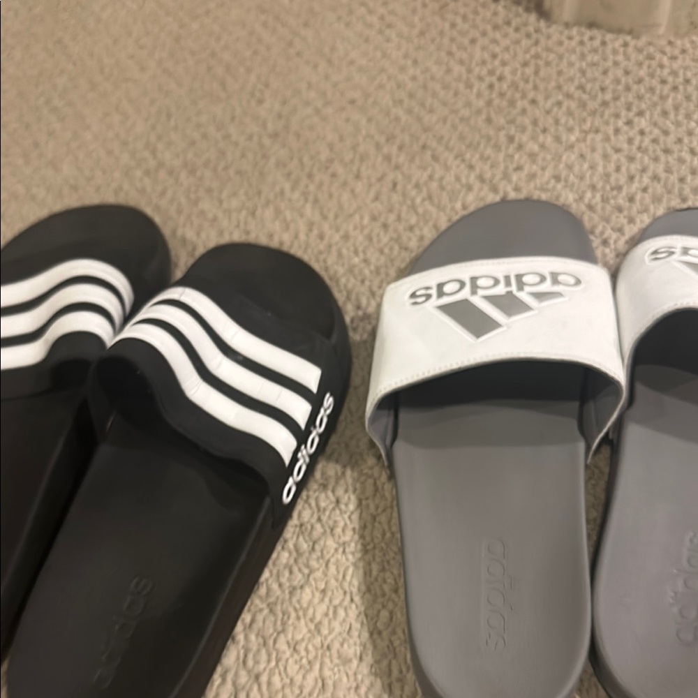 Adidas Black and Gray Slide Sandals